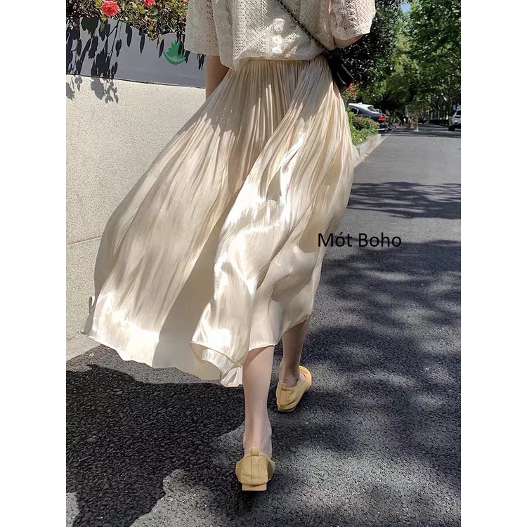 Chân váy tơ sống eo chun co dãn