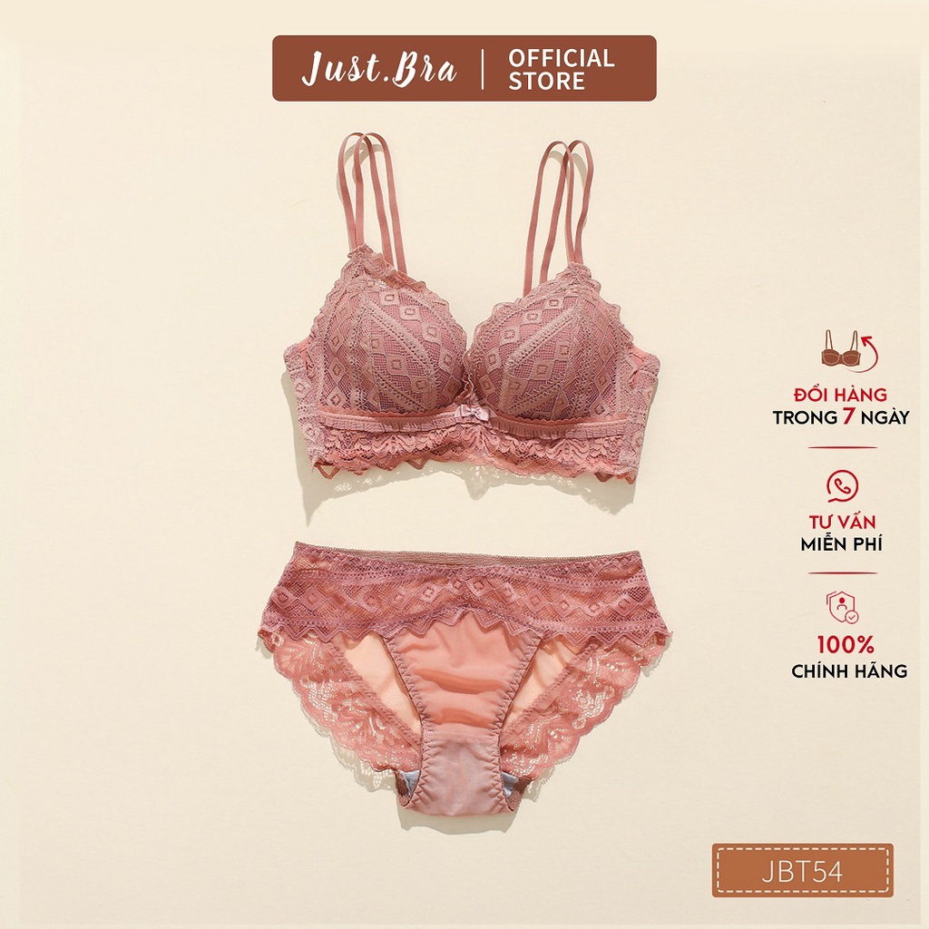 Bộ đồ lót Just Bra chất liệu ren cao cấp, mút dày nâng ngực JBT54