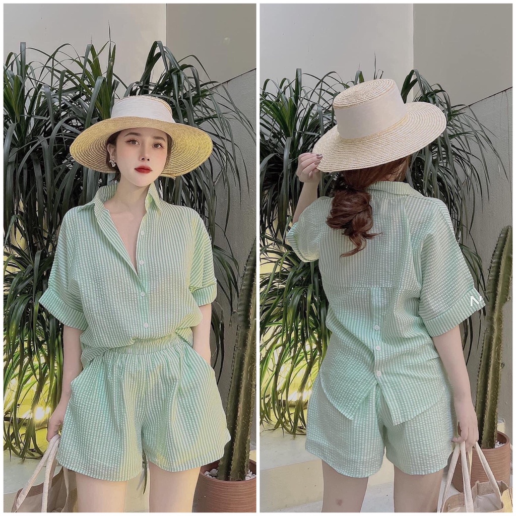 Set Áo Sơ Mi Tay Lở Quần Ngắn Mã T1