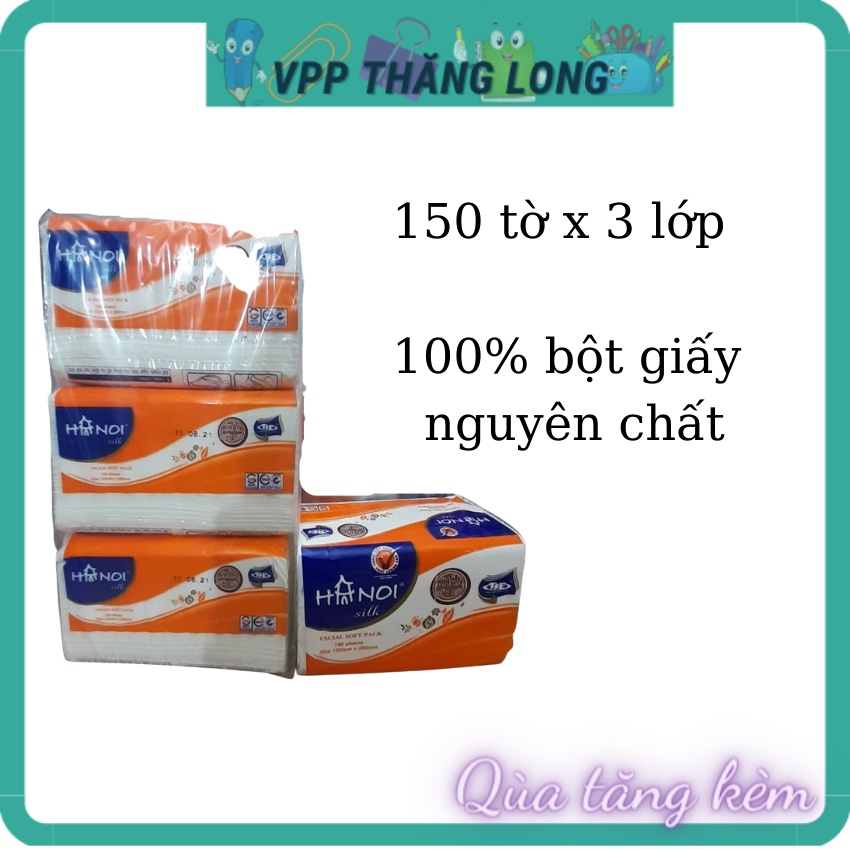 Khăn giấy ăn gói rút Hà Nội Silk 150 tờ 1 gói, 1 bịch 3 gói