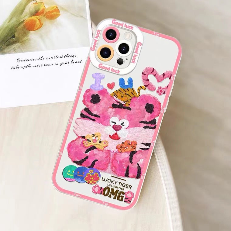 Ốp Điện Thoại TPU Silicon Mềm Trong Suốt Mạ Hình Hổ Cho Iphone 12 13 SE 6 6S 7 8 Plus X XS XR 11 Pro Max