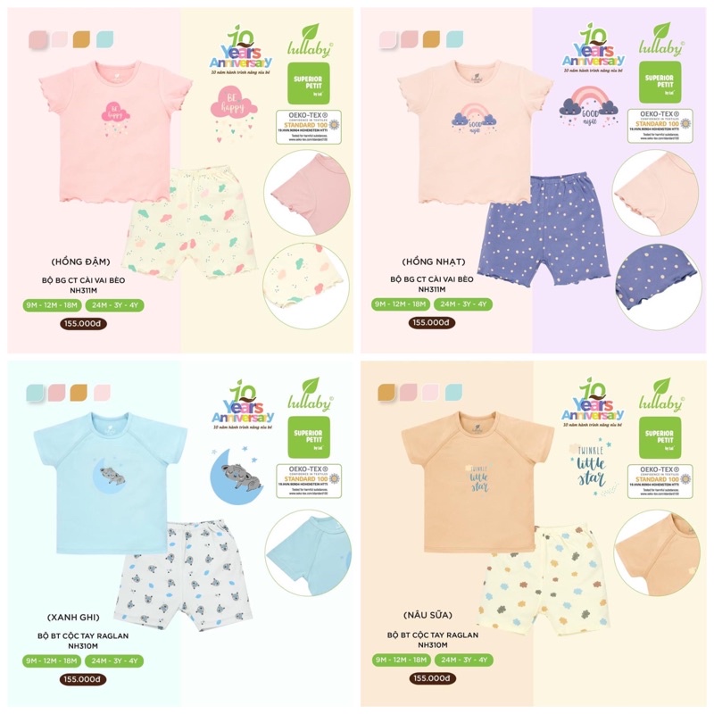 LULLABY - Bộ cộc tay Lullaby siêu mềm mát cho bé trai/bé gái