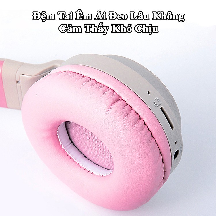 Tai Nghe Mèo Chụp Tai Headphone Mèo Cute Bluetooth Không Dây 5.0 P47M Hàng Chính Hãng