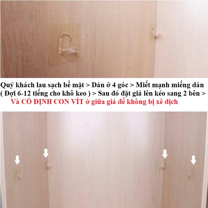 (++XU) 1 Móc dán tường chữ L (7x7cm) kê ván gỗ - thanh chia ngăn tủ (TGQT)