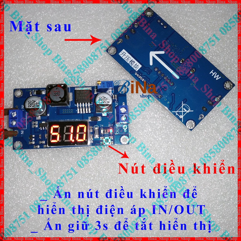 Mạch tăng áp DC XL6009 hiển thị vôn và led báo