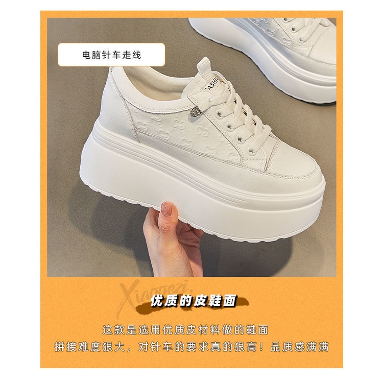 🌈 Giày Thể Thao Tăng Chiều Cao 10CM Chất Liệu Da Thời Trang Mùa Xuân  Cho Nữ