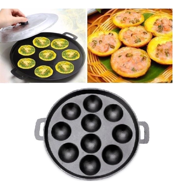 Khuôn bánh khọt 8-10-12 lỗ chống dính có nắp đậy - khuôn chống dính làm bánh bông lan và bạch tuộc trứng cút,....đa năng