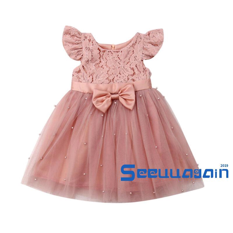 Đầm Xoè Tulle Phối Ren Hoa Cho Bé Gái