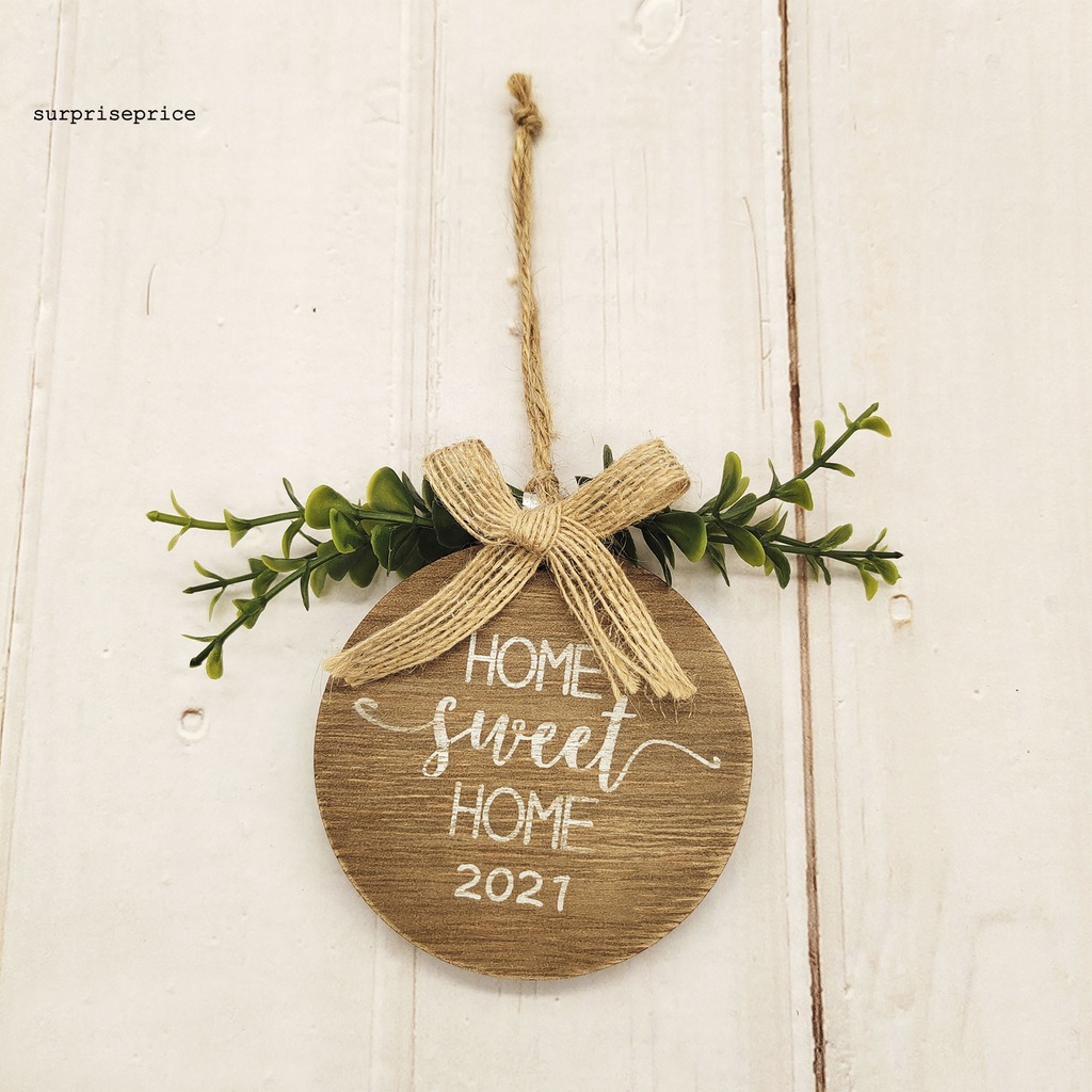 Bảng hiệu chào mừng bằng gỗ tròn với lá giả trang trí nhà ở Vintage