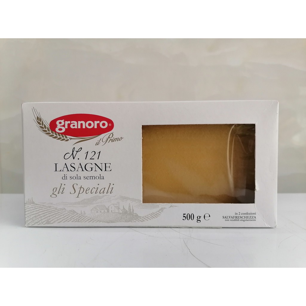 [Hộp 500g - LASAGNE] MÌ LÁ [Italia] GRANORO Durum Wheat Semolina Lasagne