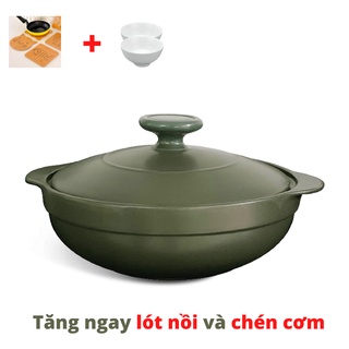 [Tặng đế lót gỗ + Chén cơm ] Nồi sứ dưỡng sinh Minh Long - Luna 1.0 L + nắp