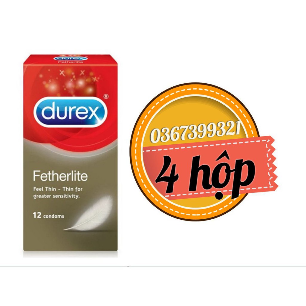 ComBo 4 hộp Durex Fetherlite loại 12 bao/hộp