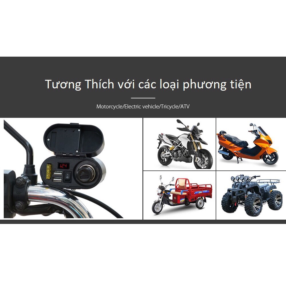 Sạc Điện Thoại Xe Máy Đa Năng 4 in 1