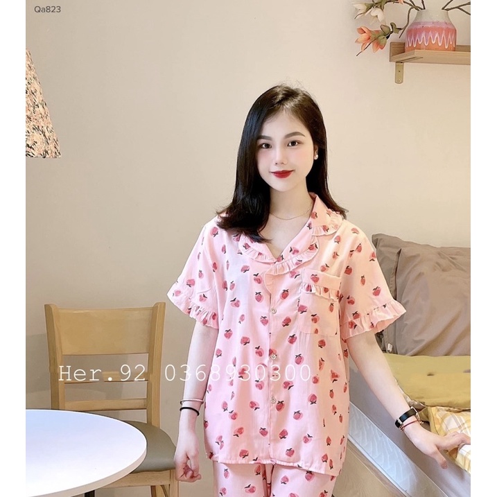 BỘ ĐŨI ĐÙI MẶC NHÀ HOẠ TIẾT DỄ THƯƠNG BỘ PIJAMA CHẤT MÁT CHO MÙA HÈ