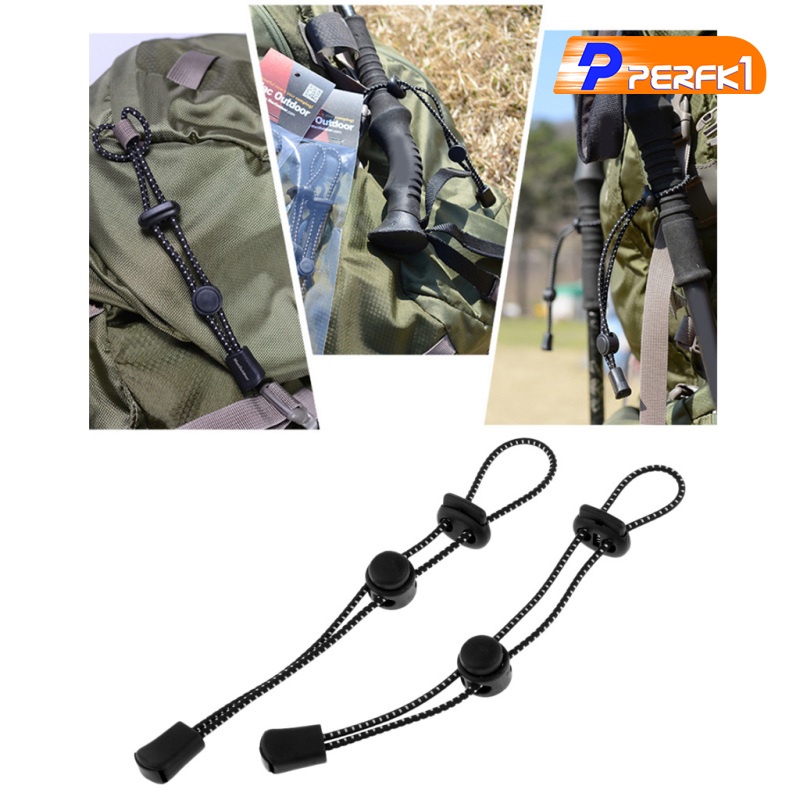 Hot-2pcs Backpack Hiking Stick Holder Walking Pole Fixing Buckle Elastic Rope