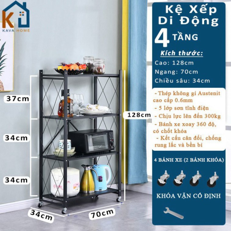 [5 lớp sơn dày gấp đôi thị trường] Kệ để đồ di động KAVA 3/4/5 tầng kệ để lò vi sóng, kệ xếp di động