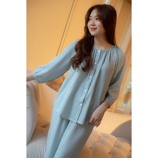 SP000122 Bộ ngủ hồng kẻ bo viền | BigBuy360 - bigbuy360.vn
