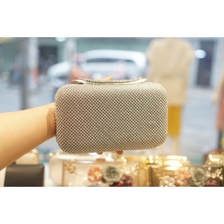 Clutch Dự Tiệc Đính  Đá 299 Bạc( ảnh thật)