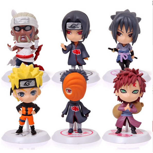 Bộ mô hình 6 nhân vật Naruto chibi dễ thương: Naruto, Killer Bee, Uchiha Itachi, Uchiha Sasuke và Gaara