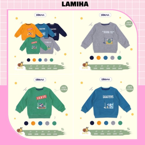Áo thun dài tay thu đông vải cotton chất dày dặn cho bé trai Dokma sale size 2-6Y DA792 Lamiha