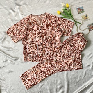 Bộ pijama lụa MANGO vải siêu mát mịn