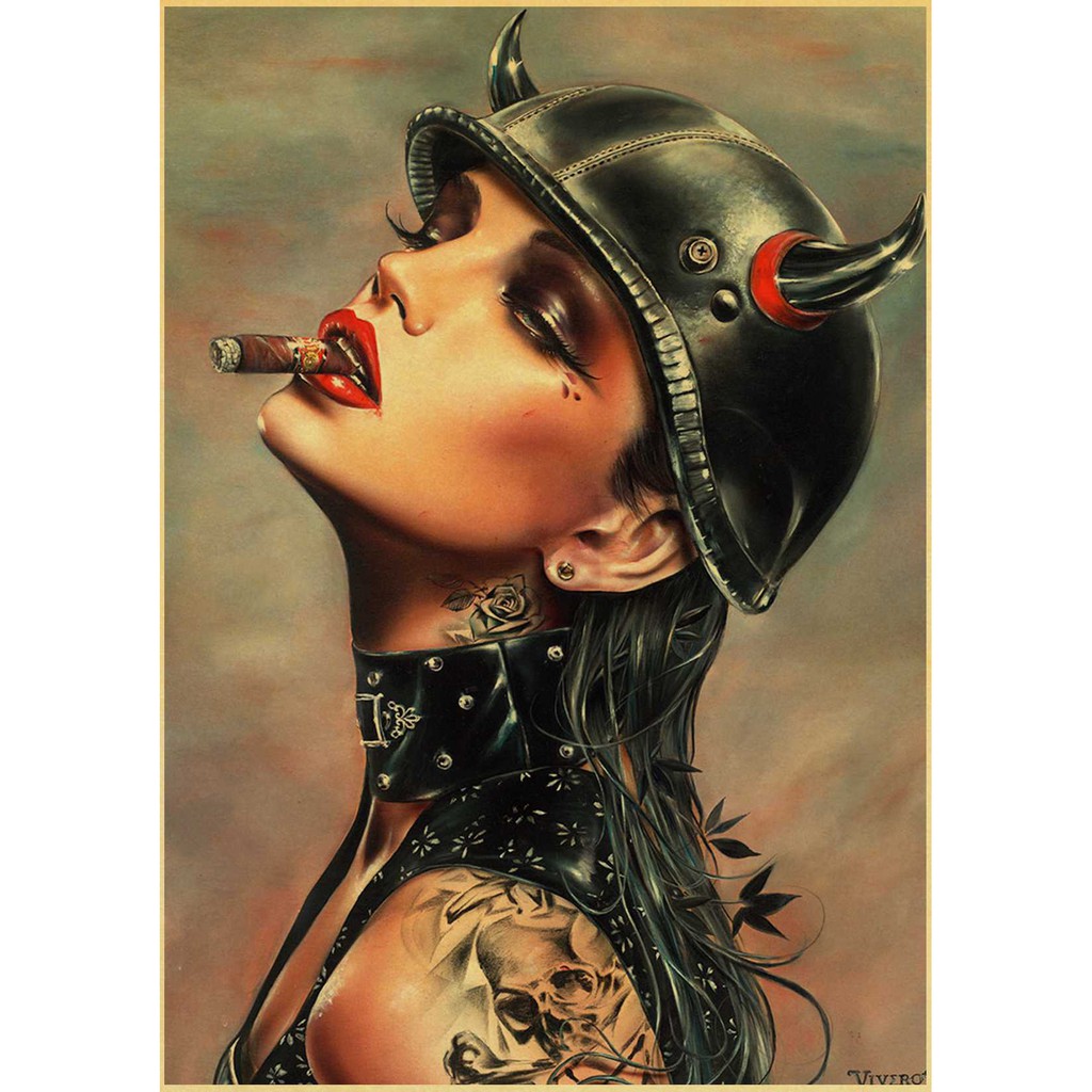 Áp phích trang trí tường hình cô gái gợi cảm kích cỡ 42x30cm