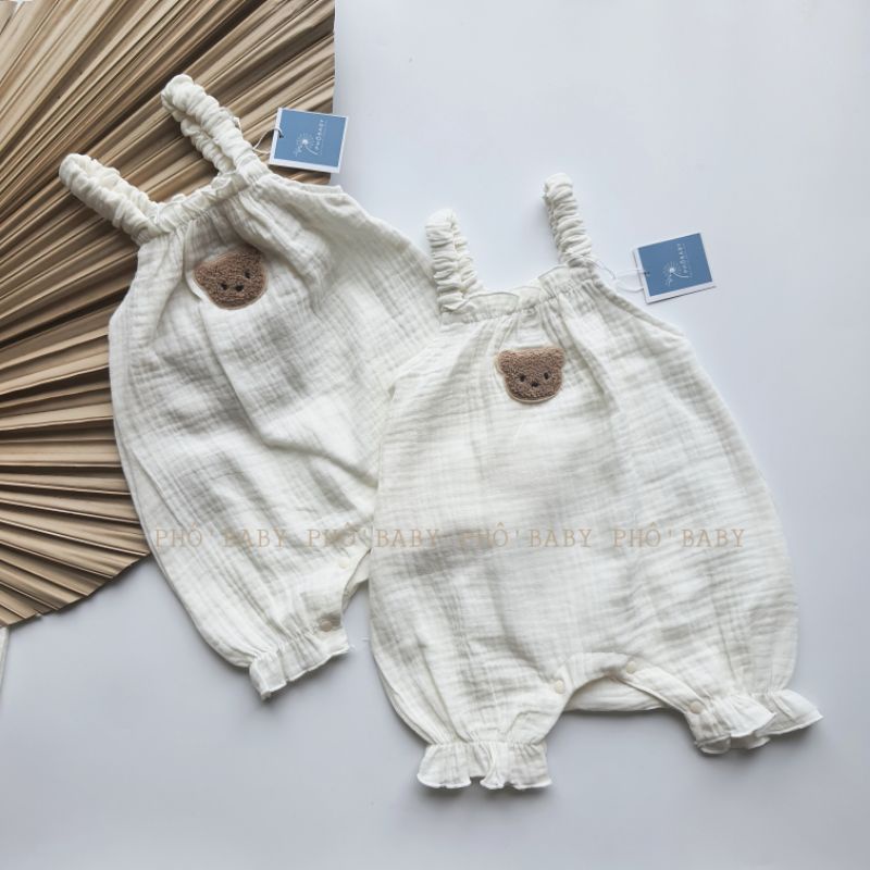 body gấu thêu 2 dây chất liệu xômuslin cao cấp thấm hút sành điệu