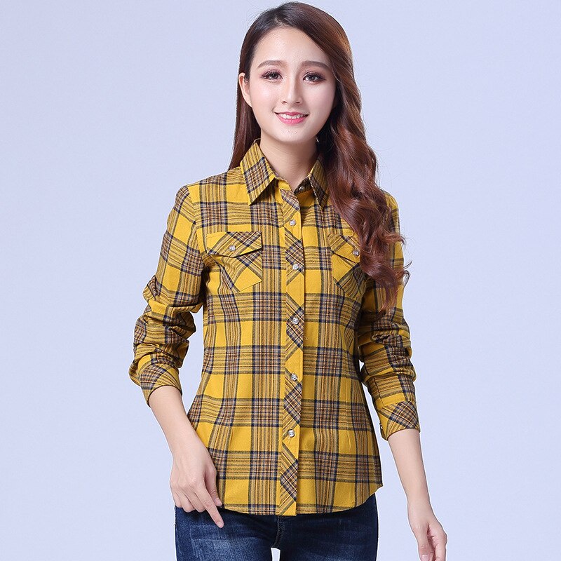 Áo sơ mi SixSisters cotton kẻ sọc caro trẻ trung thời trang dành cho nữ