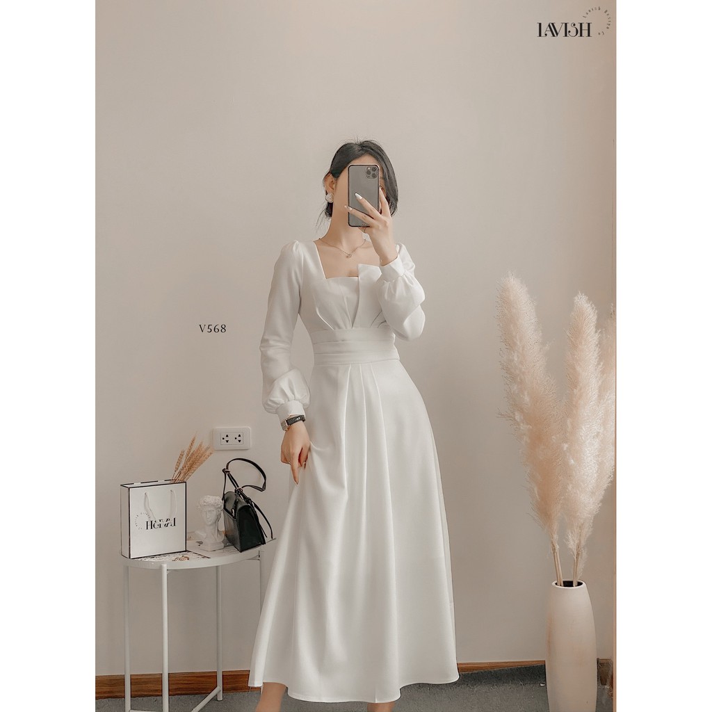 Đầm dự tiệc dáng dài ôm eo cổ V - Deni Dress