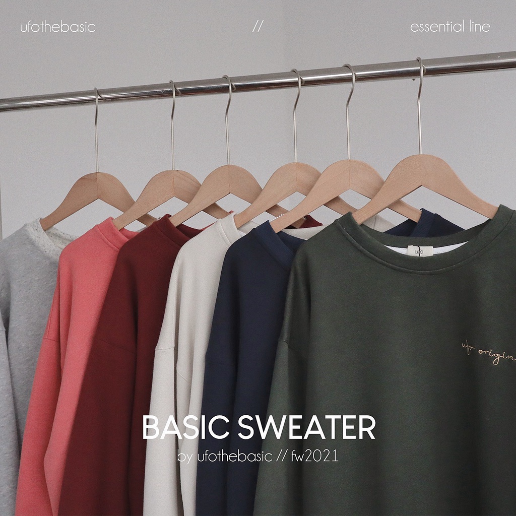 [New Col.] Áo nỉ bông chất dày thêu chữ freesize - BST Basic Sweatshirt - by ufothebasic