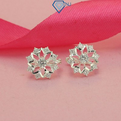 Bông tai nữ bạc 925 hình bông hoa đính đá BTN0149 Trang Sức TNJ