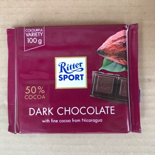 Chocolate Ritter Sports 50 % Cocoa Dark 100g
