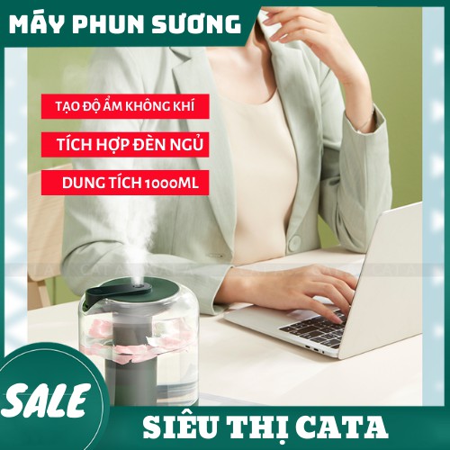 Máy phun sương tạo độ ẩm, máy xông tinh dầu không dây, sạc pin usb , kết hợp đèn ngủ