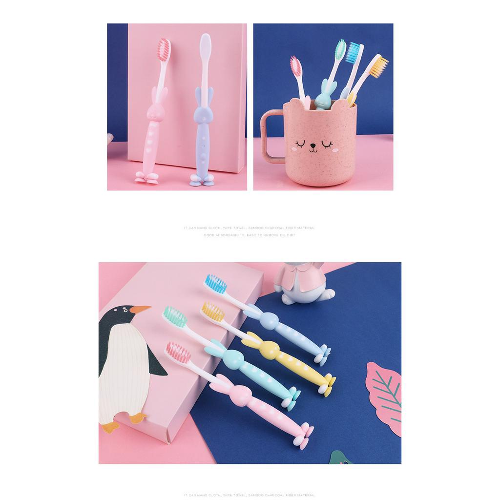 Set 4 bàn chải đánh răng cho bé gái bé trai hình gấu thỏ dễ thương bàn chải cho bé từ 2 tuổi đến 12 tuổi