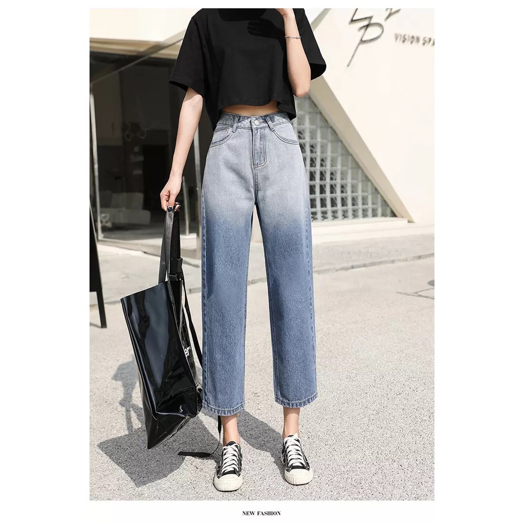 [ QUỐC THÁI ] QUẦN JEAN ỐNG RỘNG NỮ LƯNG CAO LOANG MÀU XANH ĐẬM FORM DÀI RỘNG LAI CUỐN CAO CẤP UTI ĐỦ SIZE VẢI CHẤT MỀM