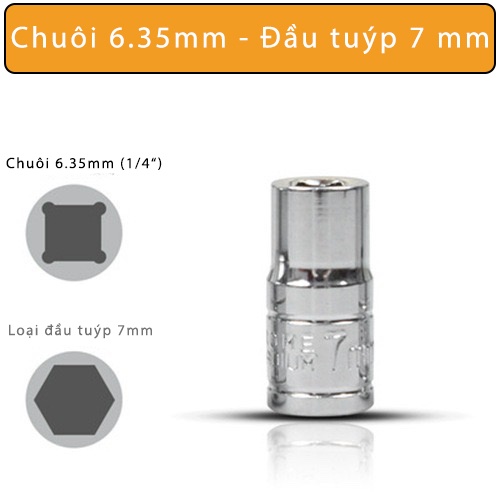 Bộ Đầu Tuýp 6.35mm - Size 4mm Đến 14mm - Hàng Chất Lượng