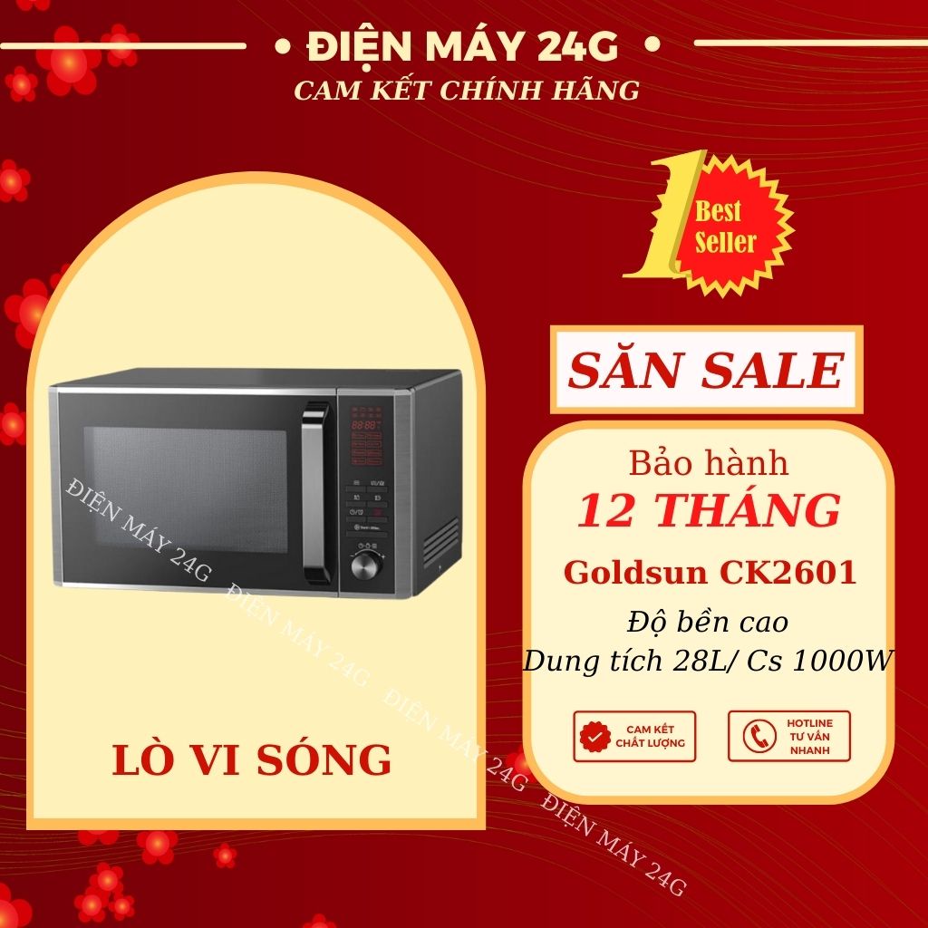 Lò vi sóng Goldsun CK2601 lò vi ba mini 28L đa dạng chức năng nấu tiết kiệm điện an toàn sử dụng vệ sinh dễ dàng