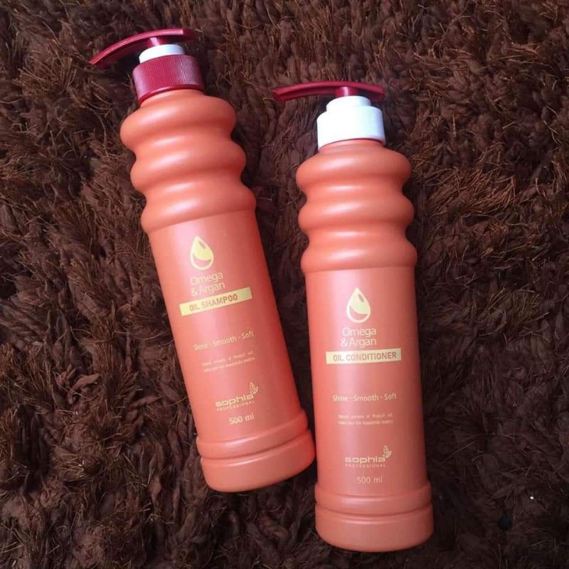 DẦU GỘI XẢ SOPHIA OMEGA &amp; ARGAN BÓNG, MỀM, MƯỢT 500ML×2