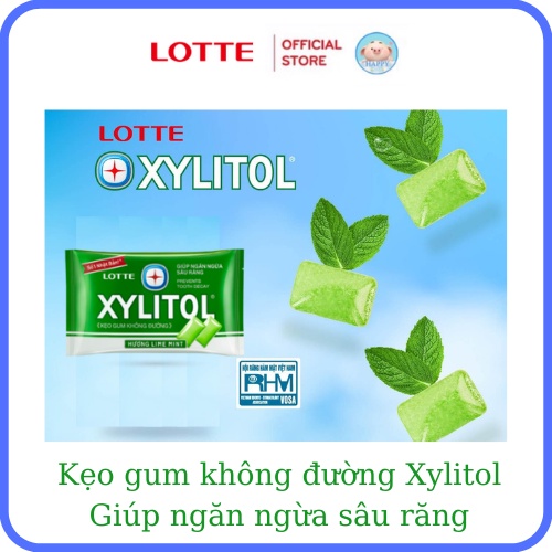 Kẹo gum không đường Lotte Xylitol vị Việt quất/Bạc hà/Dâu/ Cool cực the mát vĩ 11.6g