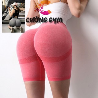 Quần tập gym nữ quần ngố dệt kim nhún mông trái đào cạp cao hàng loại 1 cuonggym2017