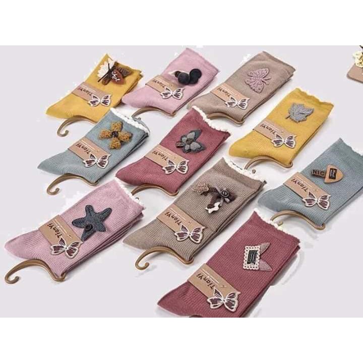 lố 10 đôi tất gân nữ cổ cao TIAMY hàng cao cấp chất siêu đẹp