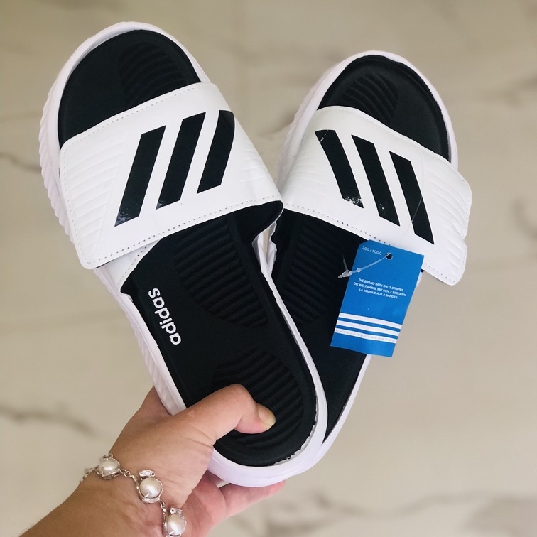 Dép Alphabounce adidas QC ❤️FREESHIP + FullBox❤️ quai ngang nam nữ 3 sọc chất xịn đủ màu