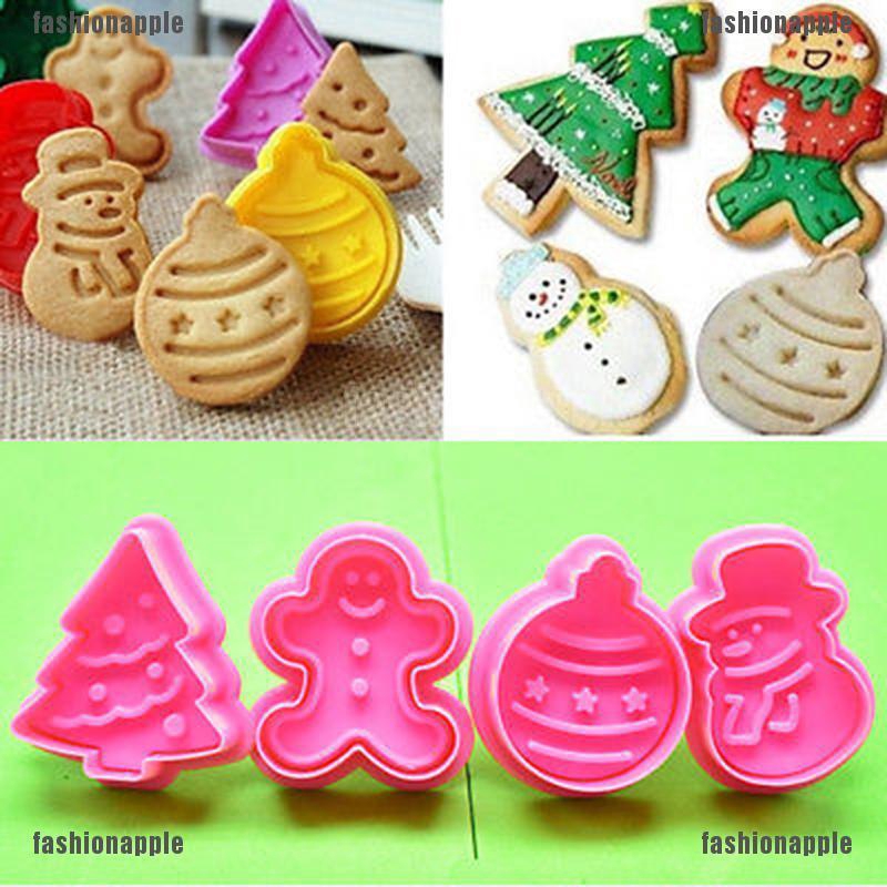 Bộ 4 khuôn làm bánh phong cách Giáng sinh đáng yêu