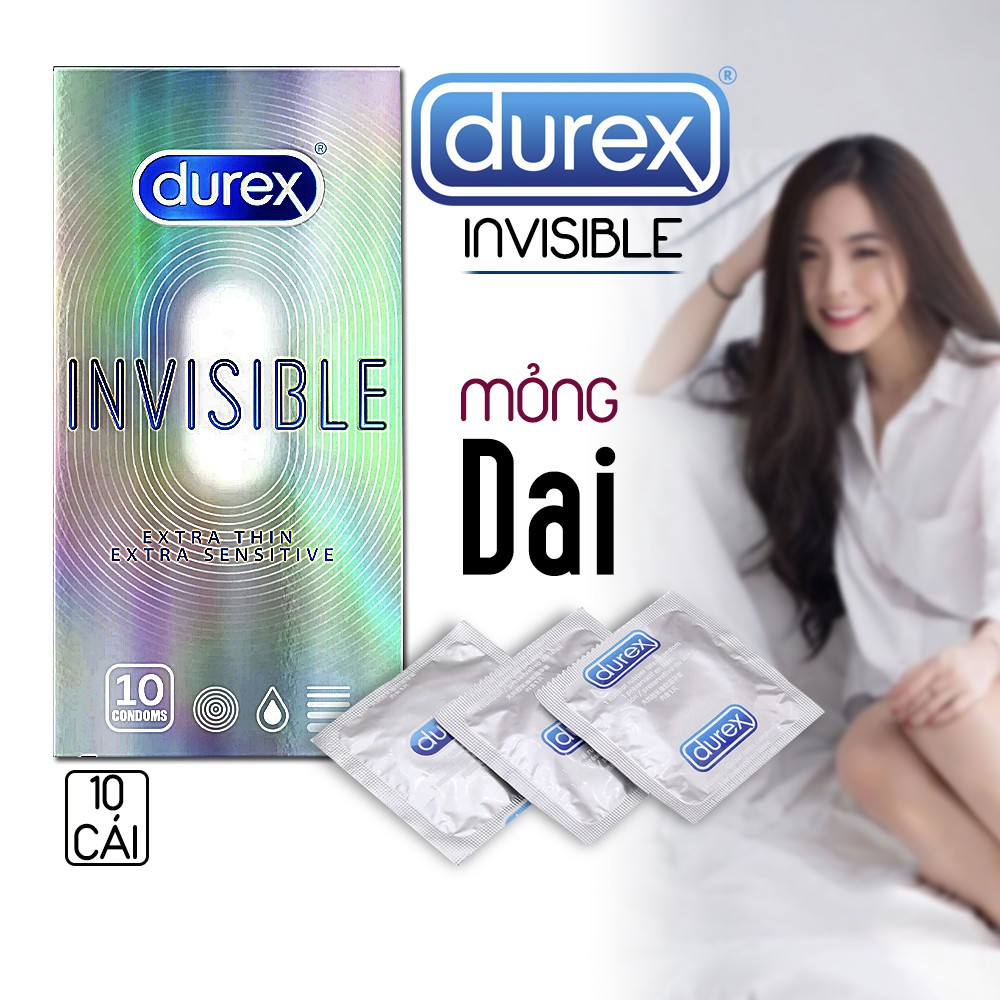 Combo 3 HỘP 30 Cái Bao Cao Su Durex INVISIBLE Siêu Mỏng - Ôm Sát Tăng Khoái Cảm, Giảm Giá Sốc