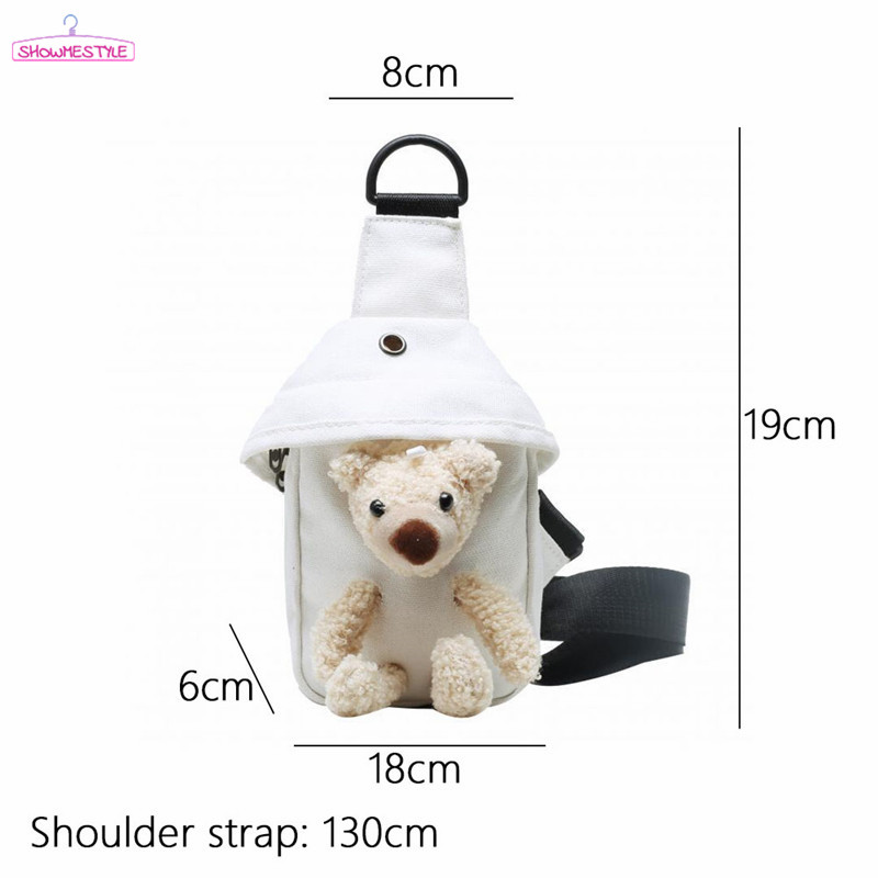 Túi Đeo Chéo Vải Canvas Hình Gấu Đáng Yêu Cho Nữ | BigBuy360 - bigbuy360.vn