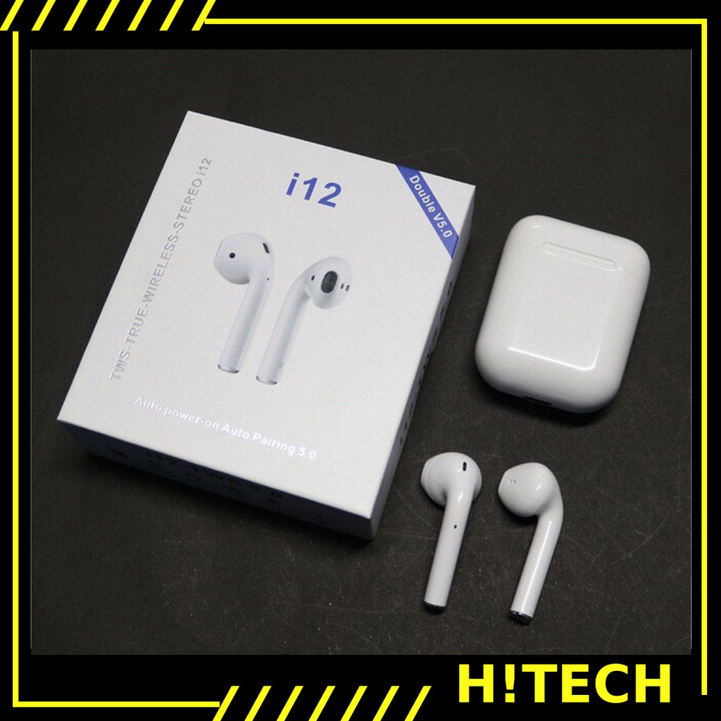 Tai nghe bluetooth I12 [ Hitech.net ] Tai nghe bluetooth không dây phiên bản cao cấp , kết nối blutooth như airpods