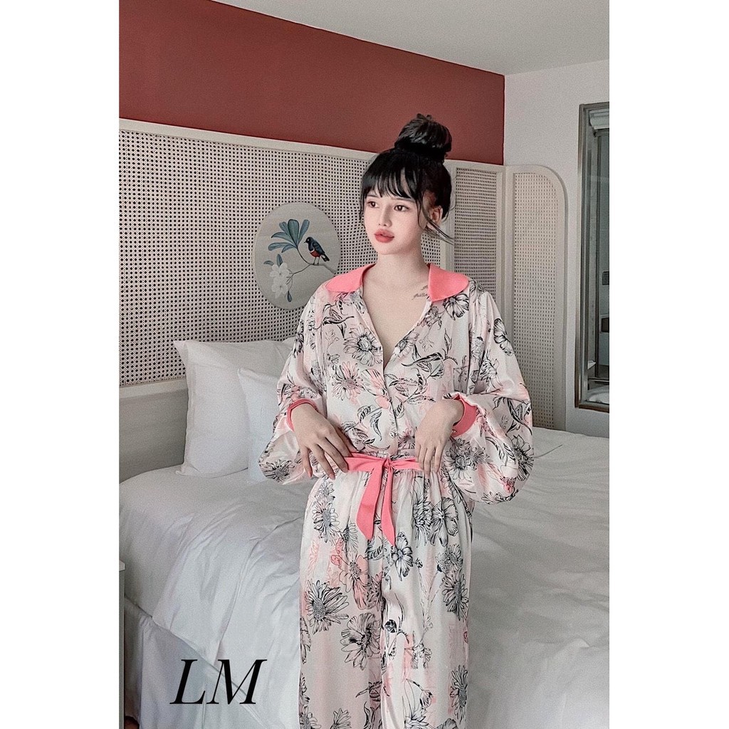 [FreeShip – Xả kho] Pijama Lụa Cao Cấp|Đồ Ngủ Pijama Đẹp Chất Xịn Xò Mã PI 01785 - Chocochip Shop