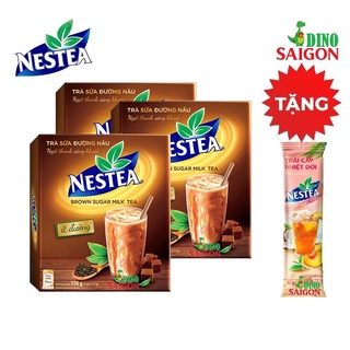 [Tặng gói Trà Hoa quả 12g] Combo 3 hộp Trà Sữa NESTEA (Hộp 8 gói x 17g)