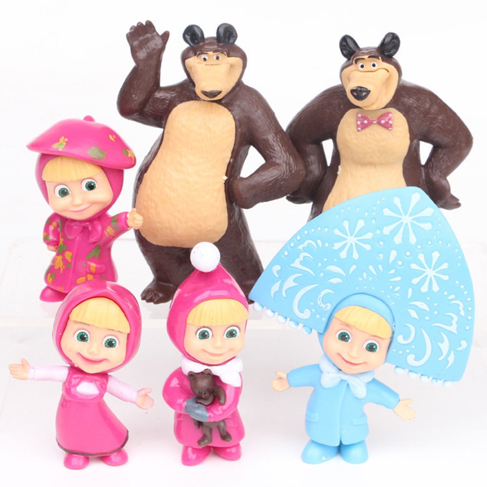 Set 6 Mô Hình Đồ Chơi Nhân Vật Trong Phim Hoạt Hình &Quot; Masha And The Bear &Quot;