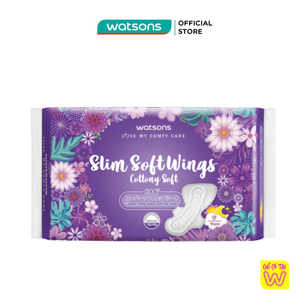 Băng Vệ Sinh Watsons Slim Soft Wing Cottony Soft 29cm Loại Mỏng Có Cánh